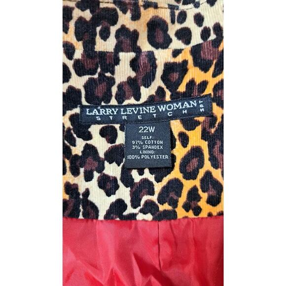 Larry Levine Leopard Corduroy Blazer Jacket 22W Womans Mobwife Corpcore Office - Picture 9 of 9
